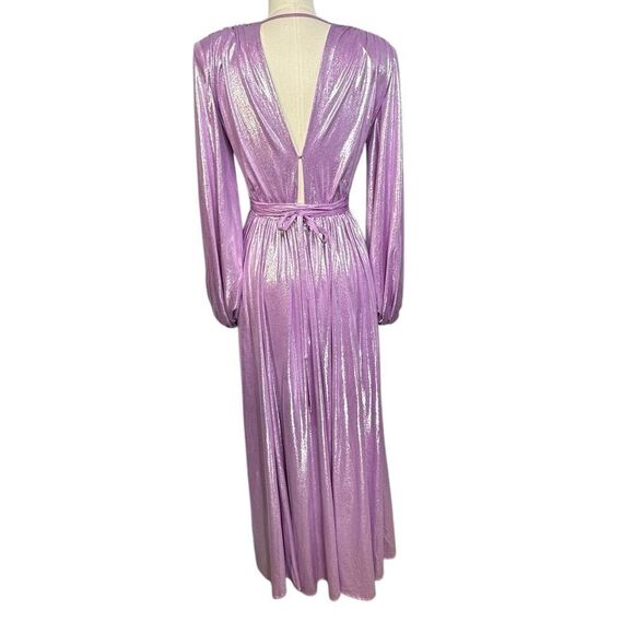 Bronx and Banco Zoe Lilac Lame Shimmer Gown | Size S - Picture 4 of 14